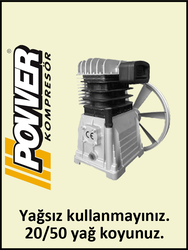 KOMPRESÖR KAFASI B3801 - 8 Bar - Uygun olan hava deposu: 200 Lt - Hava Üretimi: 355 Lt/dk. - Uygun olan motor gücü: 3 HP - 220 Volt - POWER