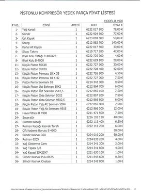 B4900 KAFA YEDEK PARÇA LİSTESİ - 2