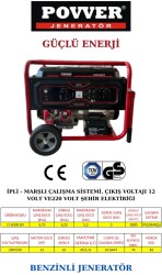 LT6500 EN 5,5 Kw - 6,75 Kva BENZİNLİ JENERATÖR İpli Marşlı - POWER