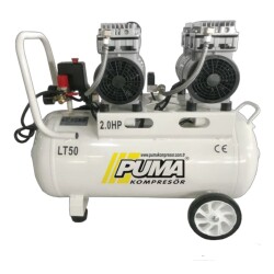 ORİJİNAL YAĞSIZ DİŞ HEKİMİ KOMPRESÖRLERİ - Hava Deposu: 50 Lt - Maksimum Basınç: 8 Bar - Hava Üretimi: 300 Lt/dk. - Motor Gücü: 2 HP - 220 Volt - PUMA ( DENTAL SERİSİ )
