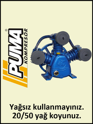 KOMPRESÖR KAFASI PE40 - 8 Bar - Uygun olan hava deposu: 200 Lt - Hava Üretimi: 420 lt./dk. - Uygun olan motor gücü: 3 HP - 380 Volt - PUMA ( ENDÜSTRİYEL SERİSİ )