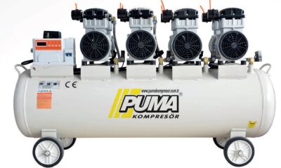 SESSİZ YAĞSIZ PİSTONLU KOMPRESÖR - 200 Lt - 6 HP - 8 Bar - Hava Üretimi: 800 Lt/dk. - 220 Volt - 2