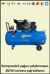 PİSTONLU KOMPRESÖR - 200 Lt - 3 HP - 8 Bar - Hava Üretimi: 330 Lt/dk. - 220 Volt - 2