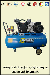 PİSTONLU KOMPRESÖR - 100 Lt - 2 HP - 8 Bar - Hava Üretimi: 200 Lt/dk. - 220 Volt - 2