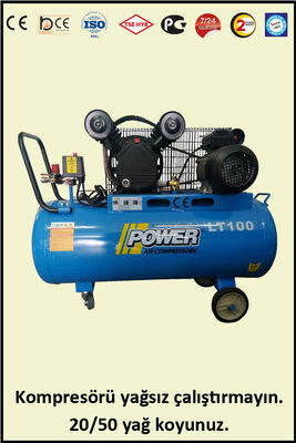 PİSTONLU KOMPRESÖR - 100 Lt - 2 HP - 8 Bar - Hava Üretimi: 200 Lt/dk. - 220 Volt - 2