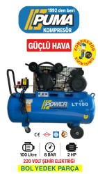 PİSTONLU KOMPRESÖR - 100 Lt - 2 HP - 8 Bar - Hava Üretimi: 200 Lt/dk. - 220 Volt - POWER