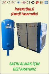 VİDALI SET KOMPRESÖR (kurutucusuz) - Hava Depolu - Akuple Motorlu - Düşük Devirli - İnvertörlü Enerji Tasarrufu Sağlayan - Düşük Ses Desibelli - Yüksek Verimli - LCD Ekranlı - Büyük Radyatörlü - 2 Yıl Garantili - Vidalı Kompresör - 3