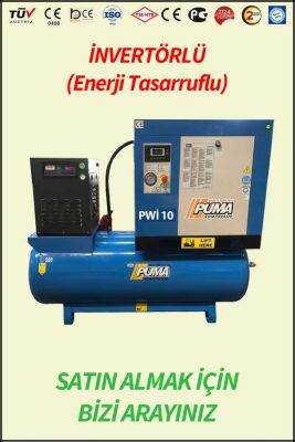 VİDALI SET KOMPRESÖR Hava Depolu - Hava Kurutuculu - Akuple Motorlu - Düşük Devirli - İnvertörlü Enerji Tasarrufu Sağlayan - Düşük Ses Desibelli - Yüksek Verimli - LCD Ekranlı - Büyük Radyatörlü - 2 Yıl Garantili - Vidalı Kompresör - 1