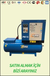 VİDALI SET KOMPRESÖR (kurutucusuz) - Hava Depolu - Akuple Motorlu - Düşük Devirli - Düşük Ses Desibelli - Yüksek Verimli - LCD Ekranlı - Büyük Radyatörlü - 2 Yıl Garantili - Vidalı Kompresör - PUMA ( PWD 15 )