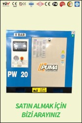 VİDALI KOMPRESÖR Akuple Motorlu - Düşük Devirli - Düşük Ses Desibelli - Yüksek Verimli - LCD Ekranlı - Büyük Radyatörlü - 2 Yıl Garantili - Vidalı Kompresör - PUMA ( PW 20 )