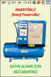 VİDALI SET KOMPRESÖR (kurutucusuz) - Hava Depolu - Akuple Motorlu - Düşük Devirli - İnvertörlü Enerji Tasarrufu Sağlayan - Düşük Ses Desibelli - Yüksek Verimli - LCD Ekranlı - Büyük Radyatörlü - 2 Yıl Garantili - Vidalı Kompresör - 1