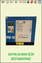 VİDALI KOMPRESÖR - Akuple Motorlu - Düşük Devirli - Düşük Ses Desibelli - Yüksek Verimli - LCD Ekranlı - Büyük Radyatörlü - 2 Yıl Garantili - Vidalı Kompresör - PUMA ( PW 10 )